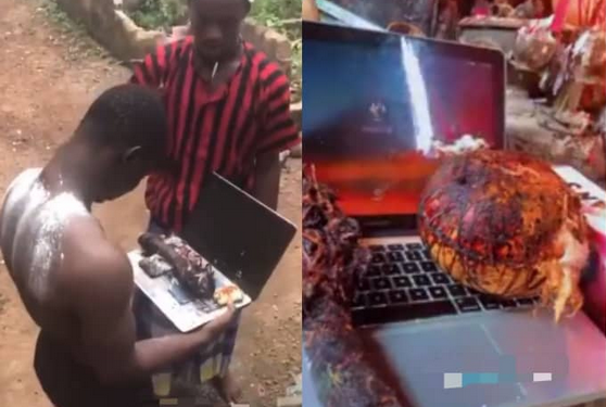 Yahoo boy takes laptop and phones to herbalist for fortification (video)
