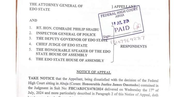 Edo State House Of Assembly Appeals Judgement On Philip Shaibu