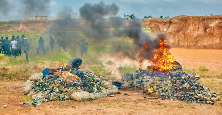 Hisbah Destroys ₦‎60 Milion Worth Of Alcohol And Illicit Drugs In Katsina