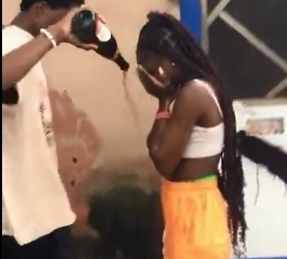 Boy Pours Wine On Girlfriend To Celebrate Her Birthday (Photos)