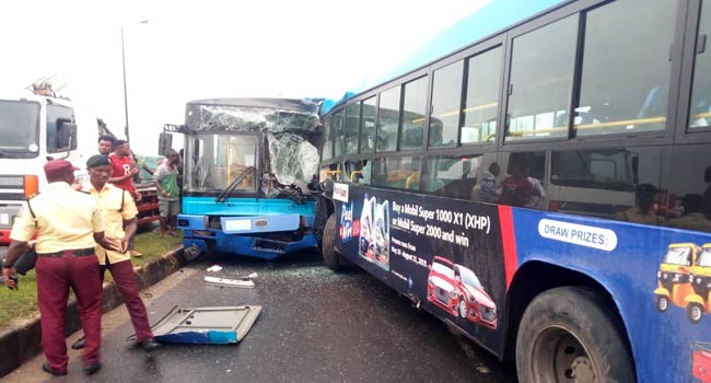 Several Passengers Injured As Two BRT Buses Collide In Lagos