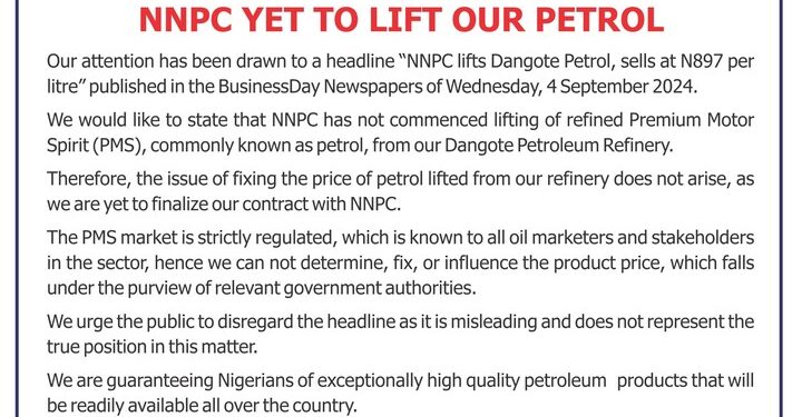 NNPC Yet To Lift Our Petrol – Dangote Refinery Denies Fixing Price At ₦897 Per Litre