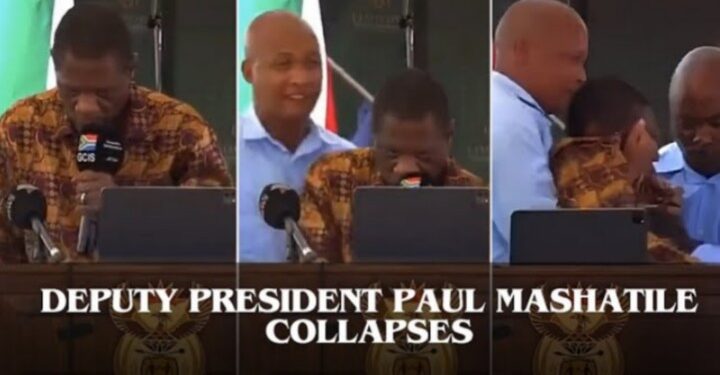 The Moment South African Deputy President Collapsed While Giving A Speech (Video)