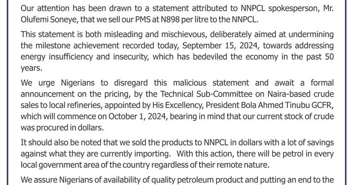 ‘Don’t Mislead Nigerians’ – Dangote Denies Selling Fuel To NNPCL At ₦898/Litre