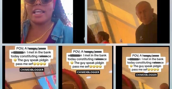 ‘You Are Constituting Nuisance’- Lady Blasts Oyinbo Man She Met At Abuja Bank (Video)