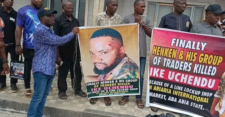 Ariaria Traders Protest Over Death Of Member Killed By Thugs Sent By Developer