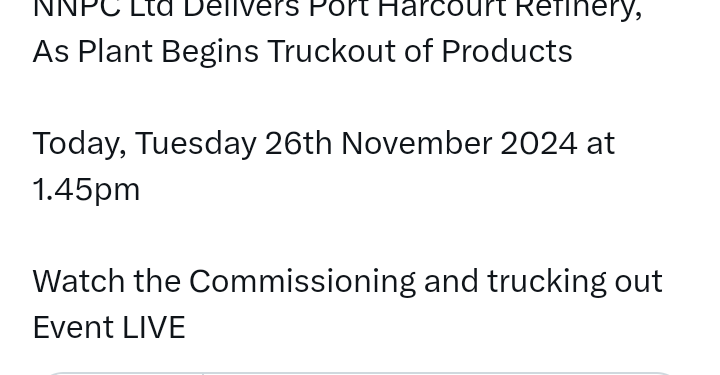 Port Harcourt Refinery Ready, Trucks Begin Loading