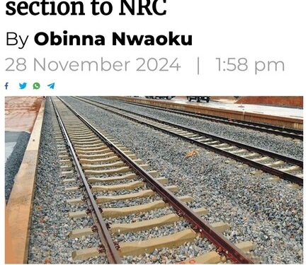 FG Hands Over Completed Port-Harcourt-Aba Railway Section To NRC
