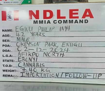 NDLEA Nabs Engineer With Drug Concealed In Pressure Machines
