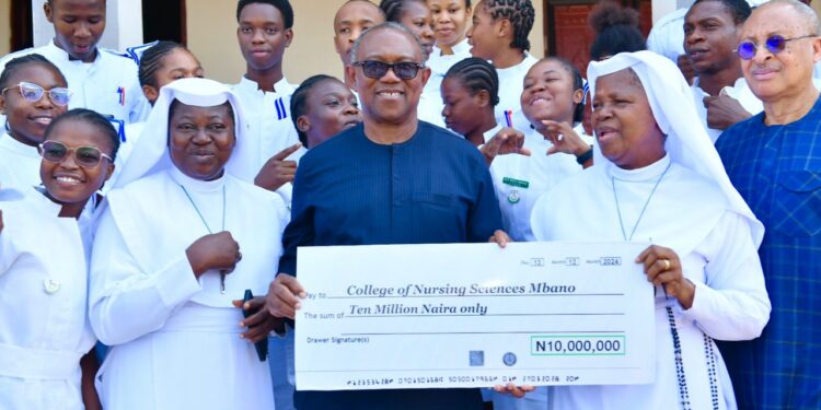 Peter Obi Visits College Of Nursing Sciences, Mbano, Imo, Donates ₦10 Million