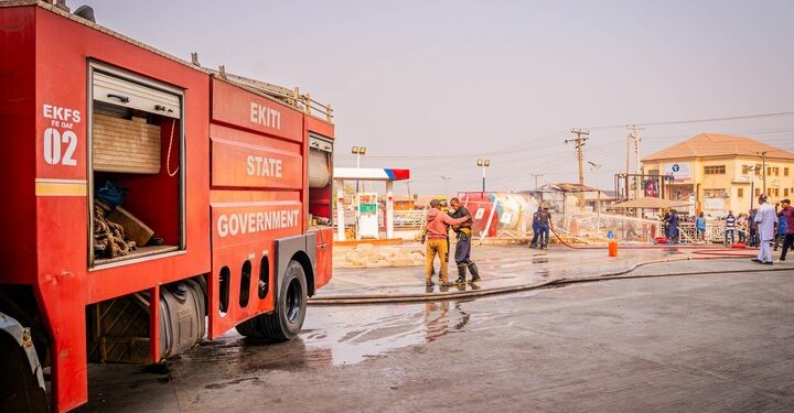 Ekiti Fire Service Put Out Fire At Petrol Station