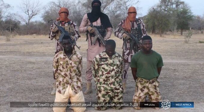 ISWAP Terrorists Release Gruesome Video Executing 3 Nigerian Soldiers In Yobe