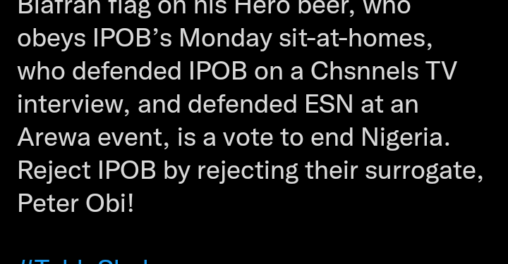 Reno Omokri: Reject IPOB By Rejecting Peter Obi Who Put Biafran Flag On His Beer
