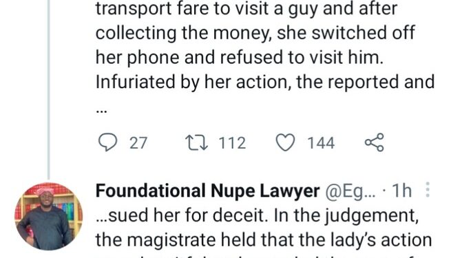 Court Order Lady To Pay Man N150k For Not Coming After Taking N3k For Transport