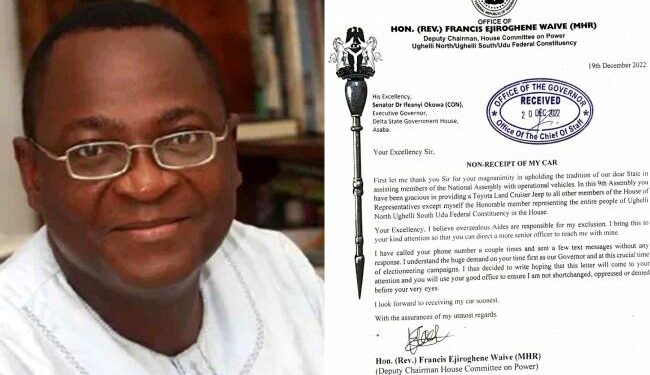 Francis Waive Begs Governor Okowa For Toyota SUV Given To PDP Lawmakers