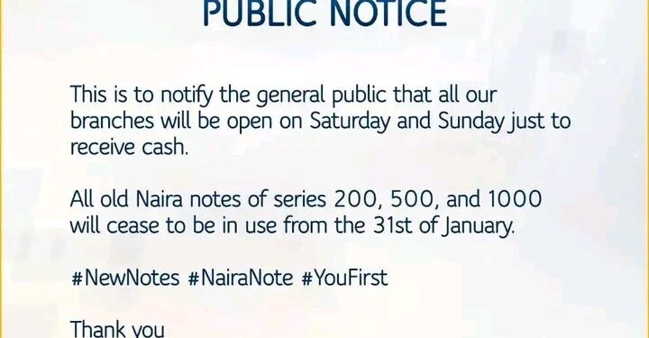 First Bank Branches Nationwide Will Open Saturday & Sunday To Receive Old Notes