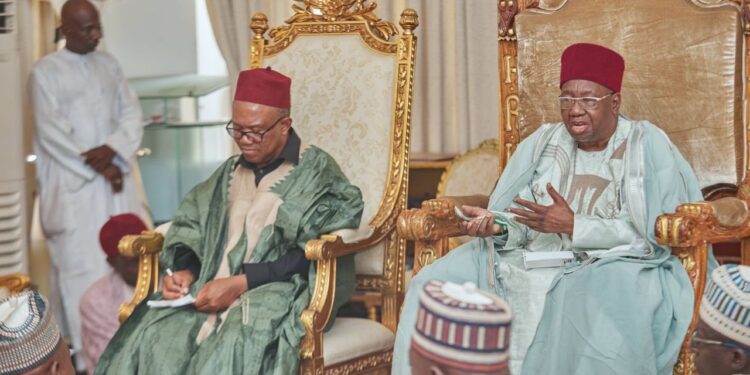 Peter Obi & His Team Meet Shehu Of Borno