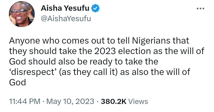 Aisha Yesufu Slams Those Who Tell Nigerians To Accept 2023 Election