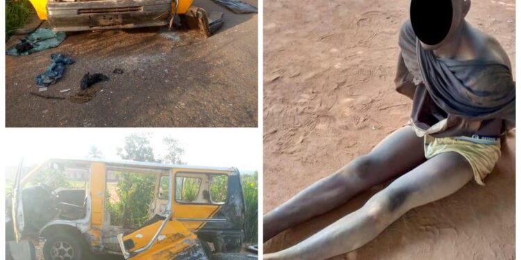 Mob Sets Suspected Kidnapper Ablaze In Anambra Community, Rescue Victim (Photos)