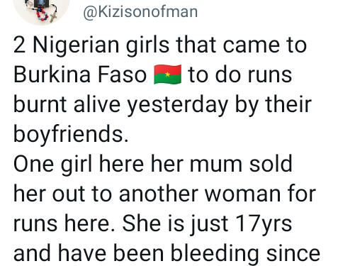 2 Nigerian Girls Burnt To Death By Their Boyfriends In Burkina Faso