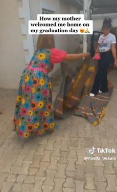Nigerian Lady Shares Heartwarming Video Of How Her Mum Welcomed Her Home After She Graduated