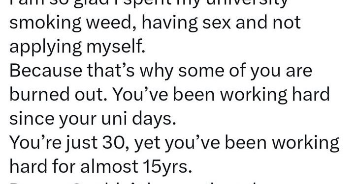 I’m So Glad I Spent My University Days Smoking Weed And Having Sex – Nigerian Twitter User