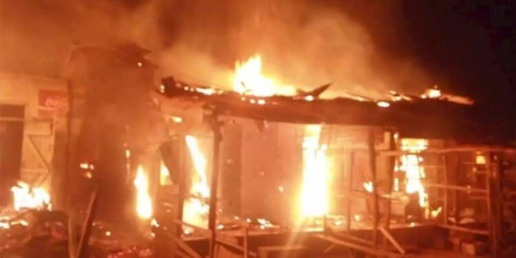 Traders Turn Back Firefighters As Inferno Guts Alaba Market (Video)