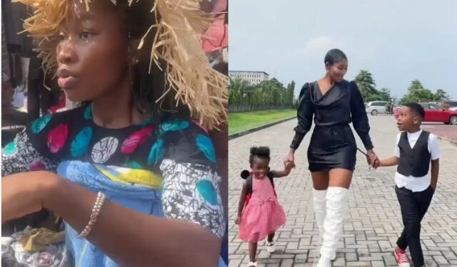 “From Okrika Seller To Soft Life” – Single Mum Of Two Flaunts Transformation With Kids