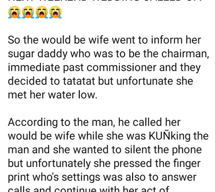 Nigerian Man Calls Off His Wedding After He Overheard Bride-to-be Having S3x With Her Sugar Daddy