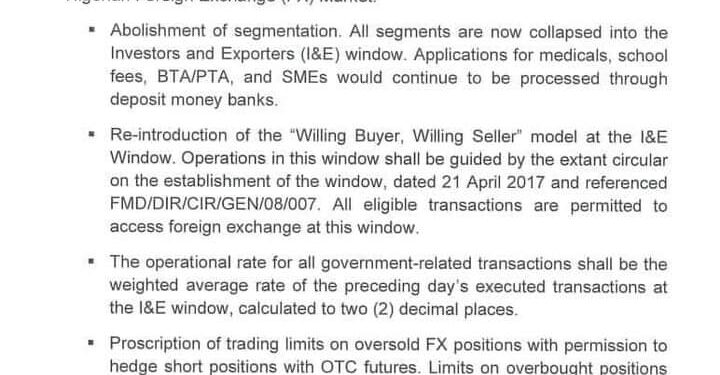 CBN announces unification of FX windows, stops Naira4Dollar scheme