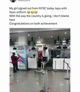 Japa: Lady In NYSC Uniform Spotted At Intl. Airport Same Day She Signed Out (Video)