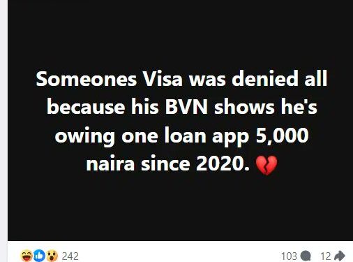 Man Allegedly Denied Visa For Owing Loan App ₦5K