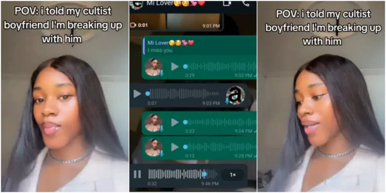 Lady leaks voice note ‘cultist boyfriend’ sent to her after she tries to break up with him