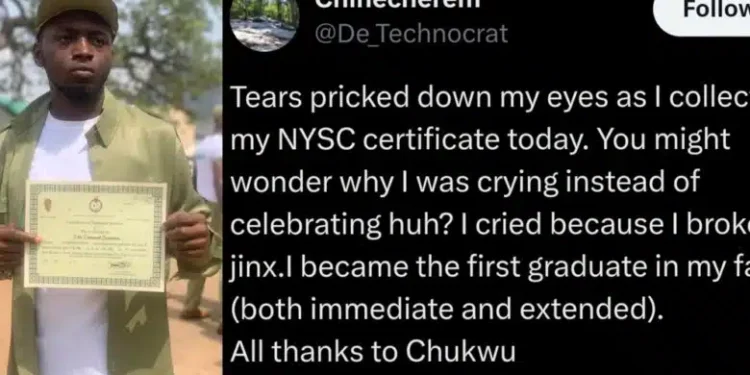 Nigerian man goes viral as he breaks jinx, becomes first graduate in his family