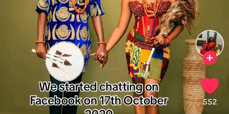 Nigerian lady marries man she met on Facebook, flaunts photos on social media