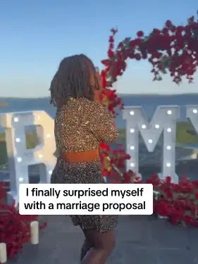 Single lady causes serious buzz online as she proposes marriage to herself