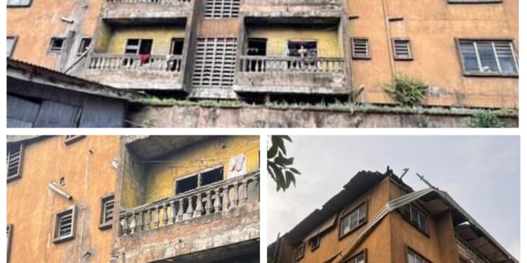 “Some landlords need to be invited just to know the colour of their problem” – Nigerian man shares photos of dilapidated building fully occupied by tenants