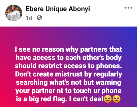 If your man locks his phone, lock your private part too – Nigerian woman advises women