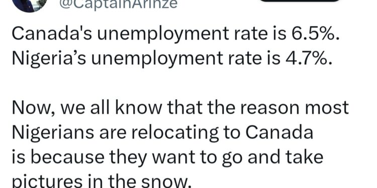 Nigerians are relocating to Canada because of snow – Nigerian man says as he compares unemployment rate in Canada to Nigeria