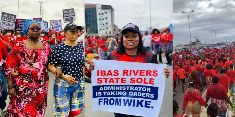 Women protest against Emergency rule in Rivers