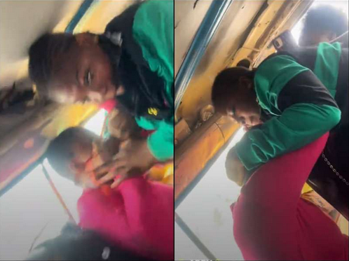 A lady randomly saw her boyfriend’s picture on another girl’s phone in a bus and this happened (video)