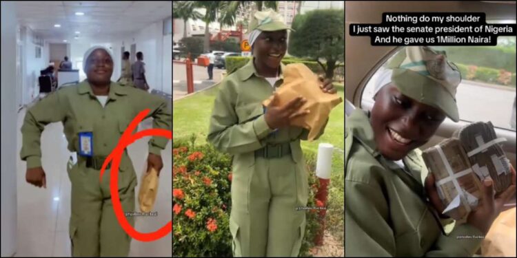 Corper celebrates as ‘senate president’ allegedly gifts her N1M
