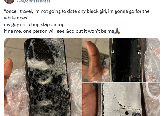 White woman slaps her Nigerian boyfriend, smashes his phone for refusing sex
