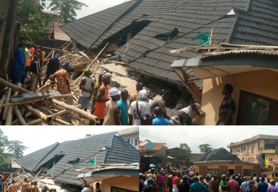 Many feared trapped as an uncompleted building collapses in Ikorodu (video)