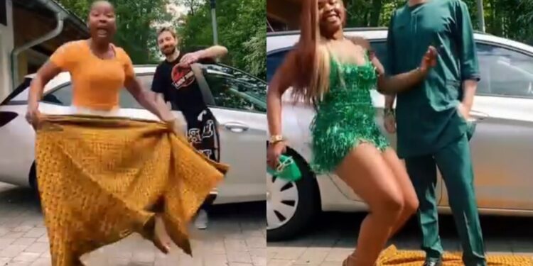 “Let me worship my Lord, the only reason I escaped poverty” – Nigerian woman writes as she celebrates Caucasian husband (video)