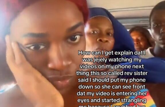 Young woman records “Reverend Sister” assaulting her on a bus for using her phone to watch a video (video)