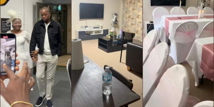 UK-based Nigerian lady transforms living room into wedding reception