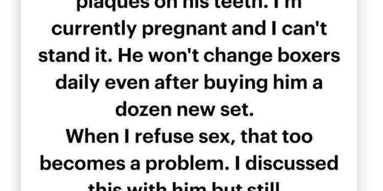 Man boasts about being dirty as he slams pregnant woman who won’t kiss her husband because of his poor hygiene