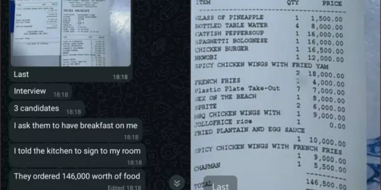 Outrage as three job candidates eat N146K food during interview wait