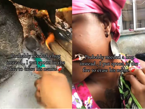 Lady burns neck with hot spoon to erase tattoo of ex-boyfriend’s name